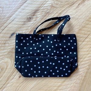 Black and white polka dot mini tote purse